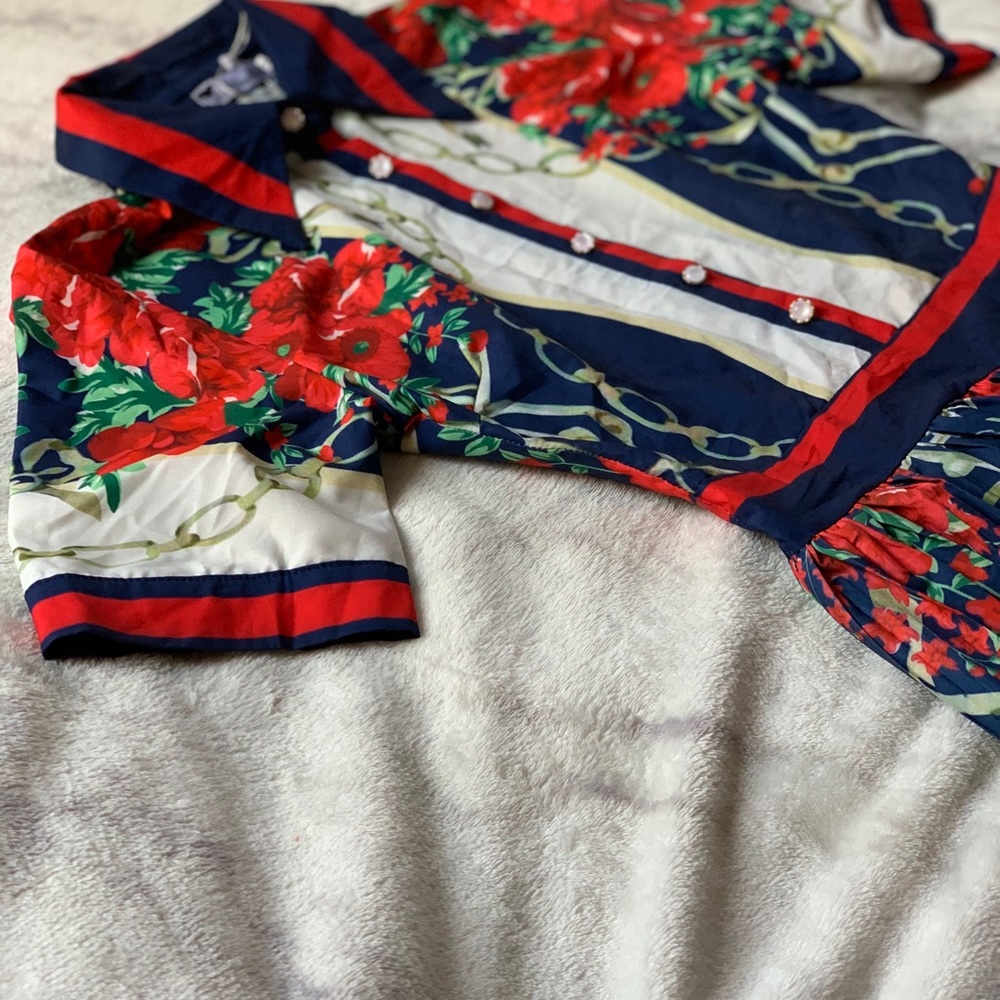 Runway High Fashion Floral Designer Dress SZ S - Picture 3 of 6